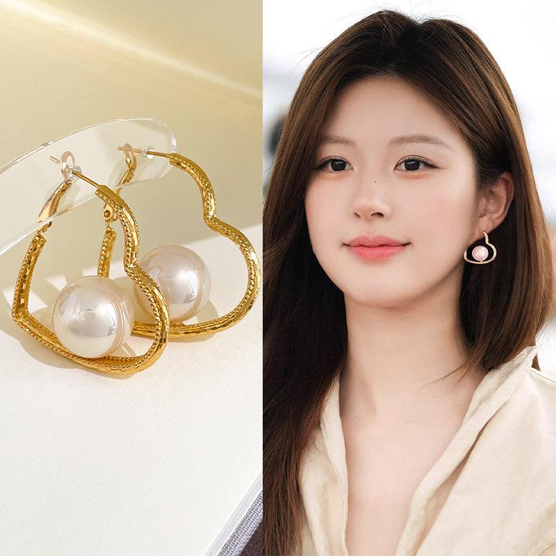 Modische Steckerohrringe Liebe Perle für Damen Minimalistischer Schmuck Geschenke