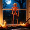 Pumpkin Skull Prop 40cm Head Skeleton for Halloween Decoration, Movable Joint Spooky Party Supplies Figurine with Hanging Lanyard, Festive Statue
