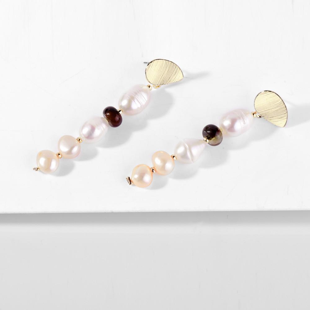 Elegant Natural Shell And Pearl Earrings For Women Unique Geometric Shape