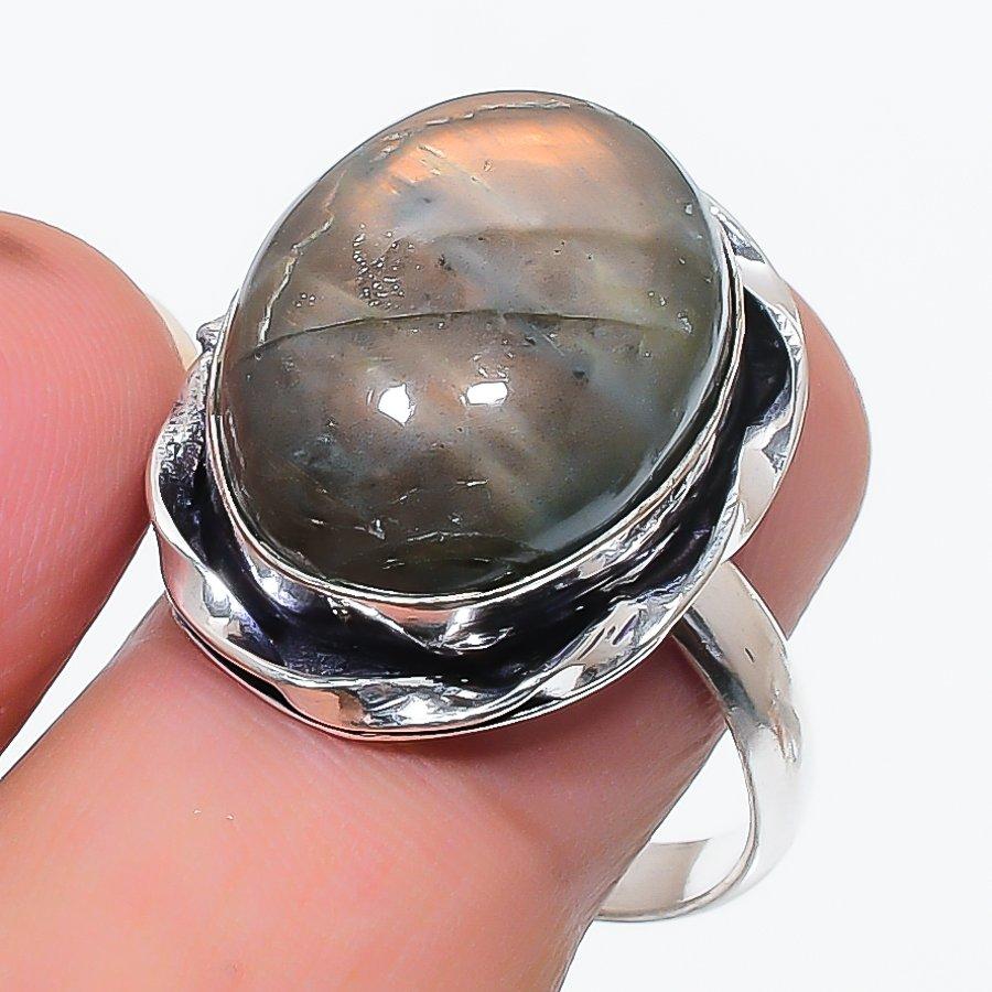 

Natural Labradorite Gemstone 925 Sterling Silver Jewelry Ring Size 10 C4J97