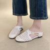 inner height increase 5cm woven hollow bag head half slippers outer wear breathable skirt platform sandals women's fashion