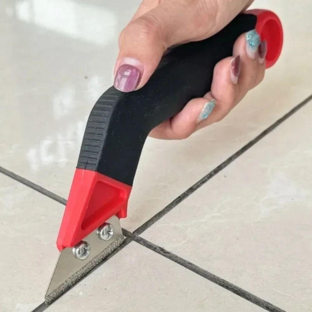 

Угловой инструмент для удаления затирки плитки Пластиковая ручка Инструмент для удаления сколов и частиц затирки Инструмент для очистки сухой цементной и керамической плитки Red