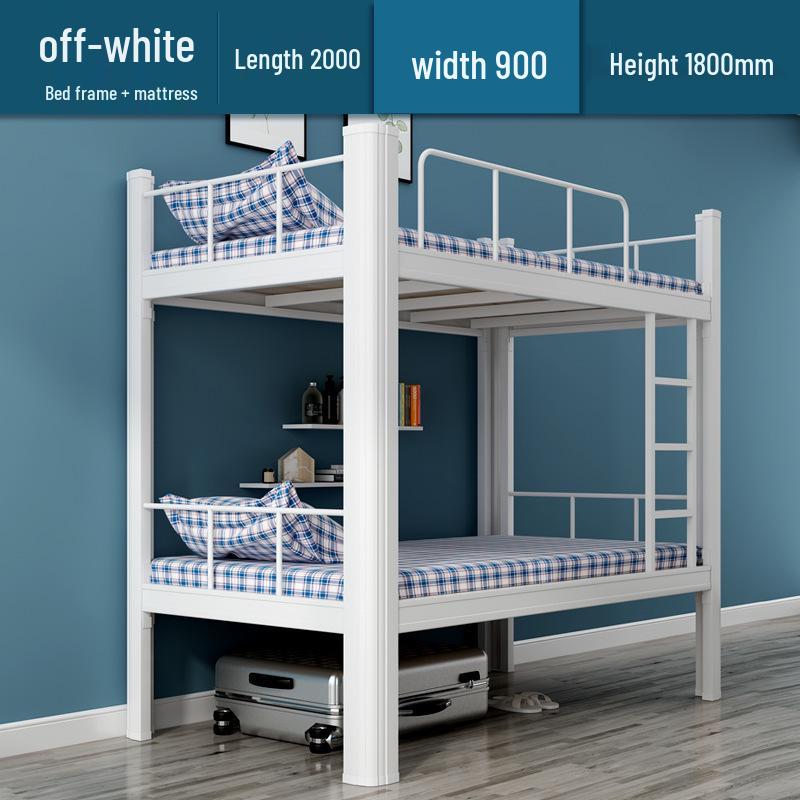 Double-Decker Iron Bunk Bed for Student or Employee Dormitories