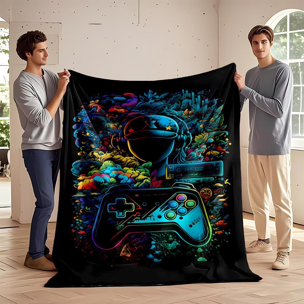 Gaming Controller & Headset Art Blanket Flannel blanket for bedroom, living room, sofa, and nap sofas.