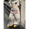 FlowStreet Y2K College American Hip-hop Goth Print Drawstring Wide Leg Sweatpants Loose 90s High Street Sports Trousers Floor Length Pants