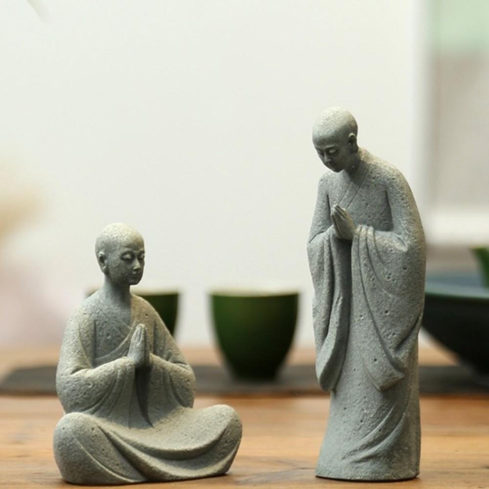 Resin Meditation Monks Figurine Funny Prayer Monks Statues Unique Zen-Themed Decoration Gifts