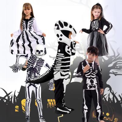 Kids Skeleton Costume Halloween Skeleton Tutu Skirt/Dinosaur Jumpsuit/Bone Onesie Outfit for Boys