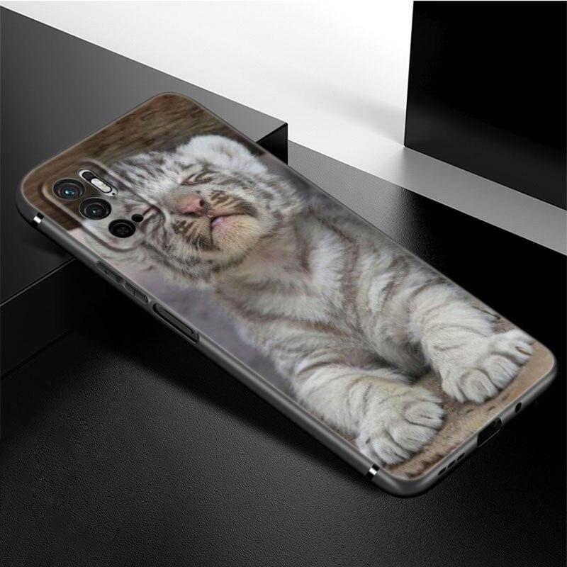 Cute Little Tiger Phone Case For Xiaomi Redmi Note 11 10 9 8 Pro 11T 5G 10T 10S 9S 9T 9i 9C 9A 8T Soft TPU Black Cover Funda