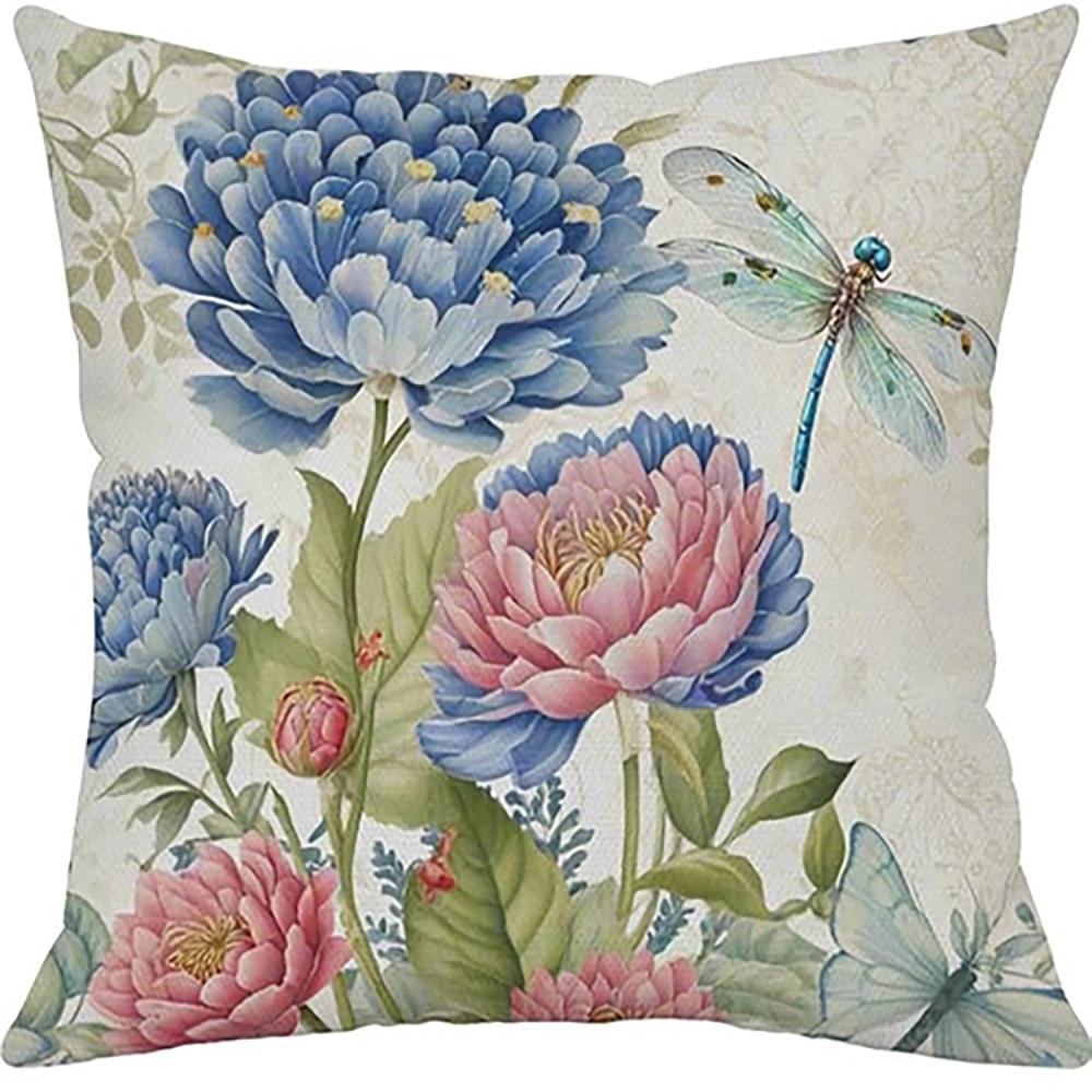 Floral Watercolor Pillow Covers,Jars & Dragonflies Decor ,,sofa and chair cushion covers, home bedroom room decoration