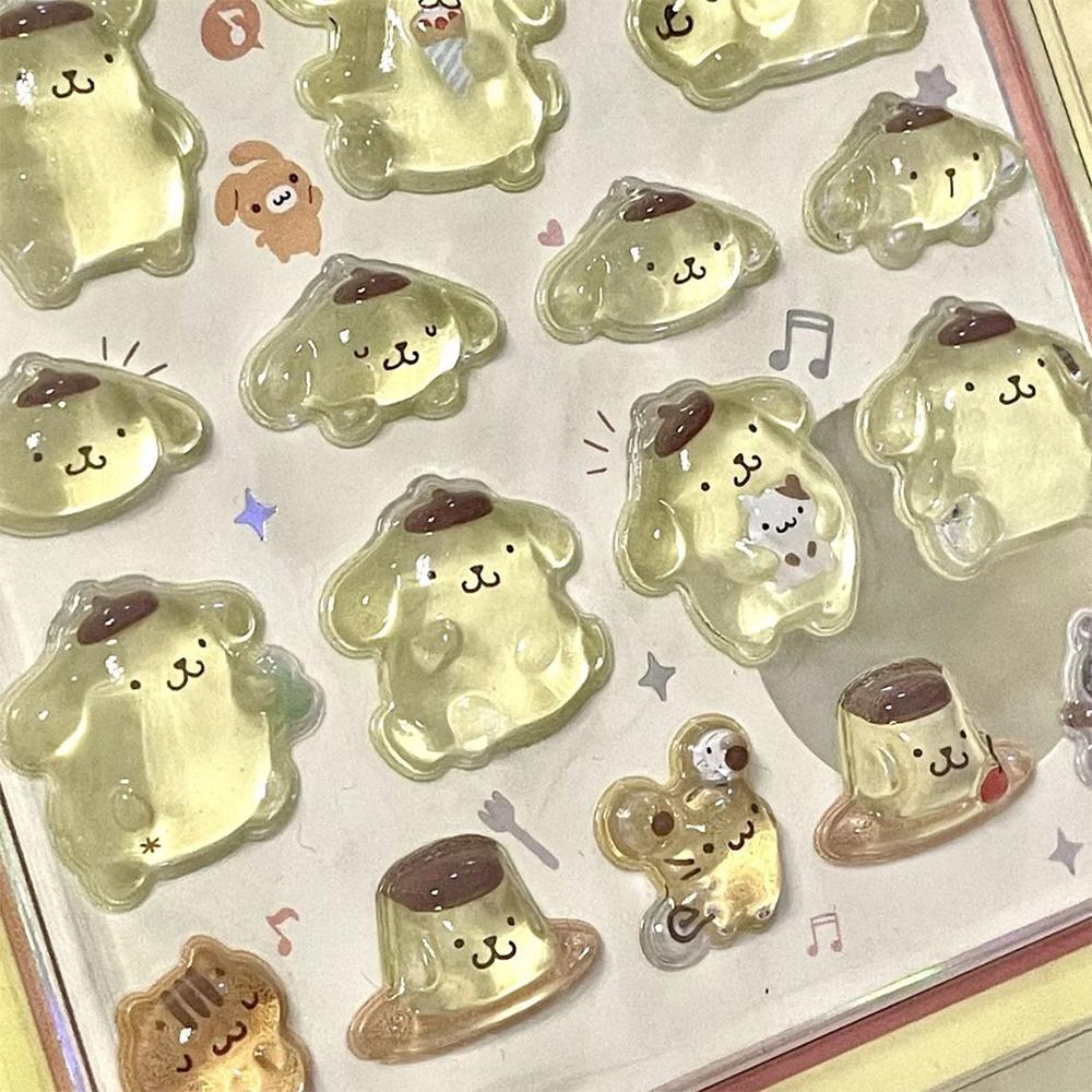 Cute Sanrio Kuromi My Melody Cinnamoroll 3D Relief Stickers Kawaii Cartoon Crystal Decoration Sticker DIY Laptop Phone Toy Gift