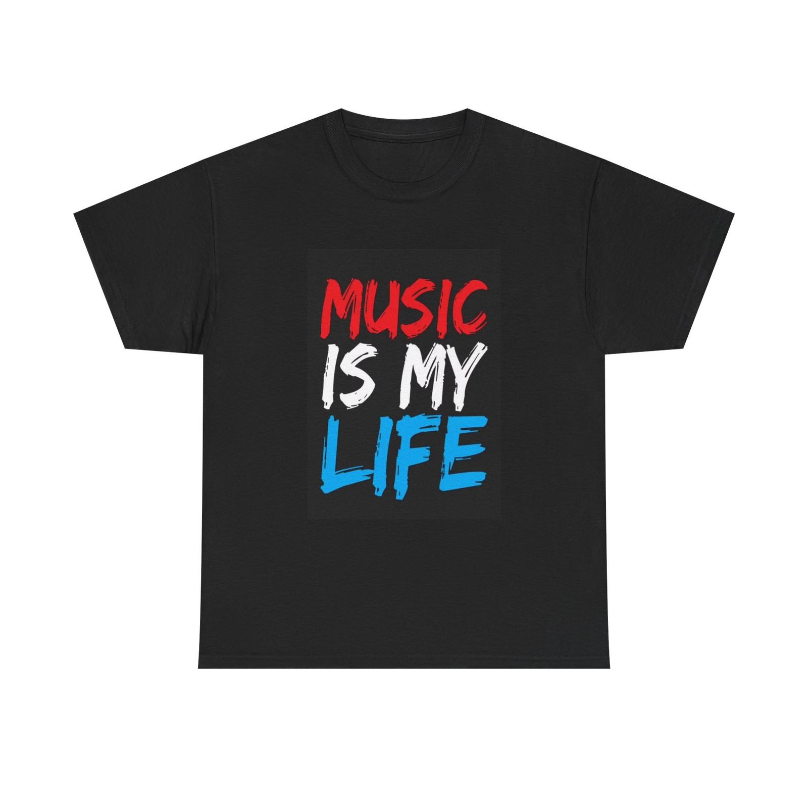 Music is my life T-Shirt Mens Womens Tees Top American flag rock country art Unisex Heavy Cotton Tee L
