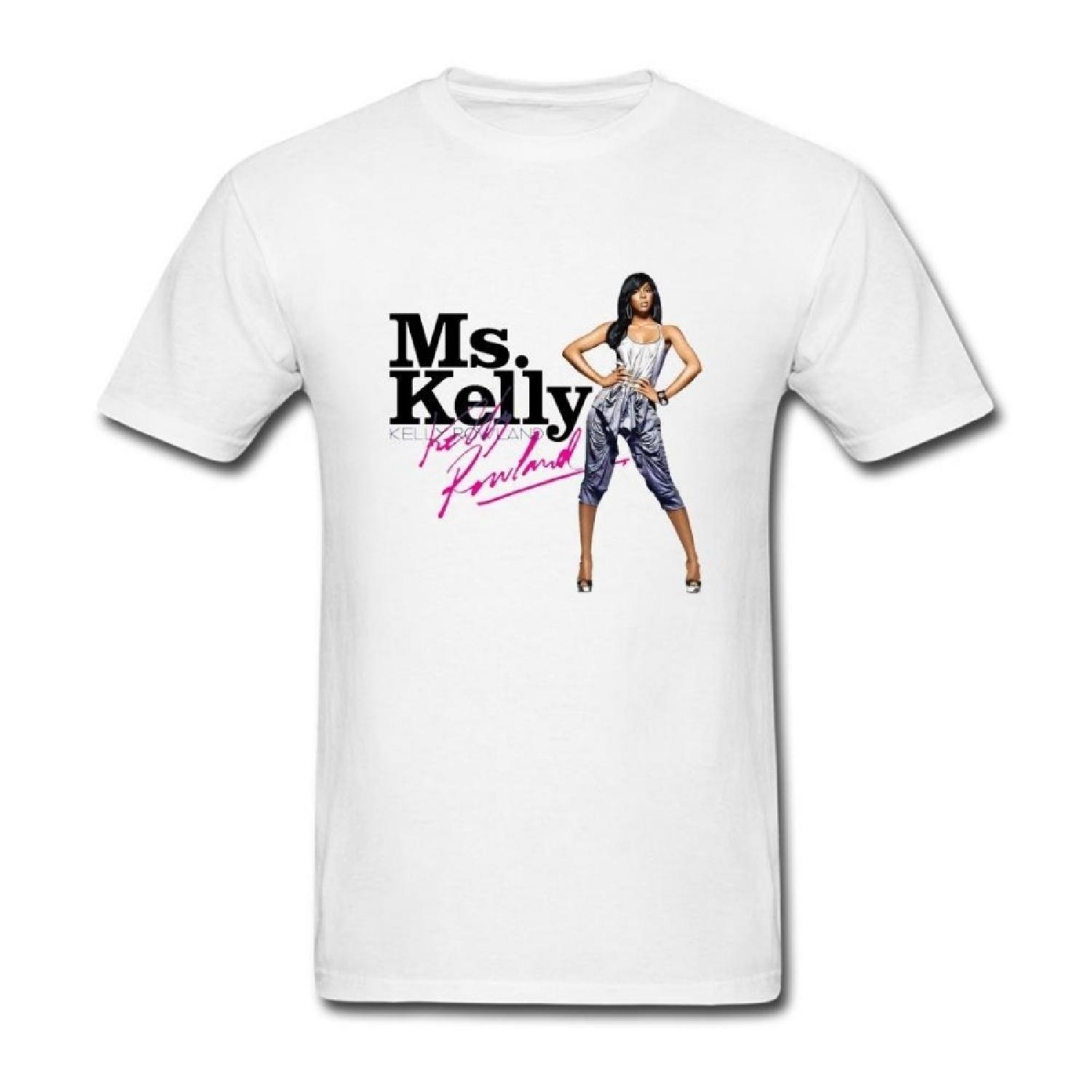 MINNRI Men s American Singer Kelly Rowland T-Shirt White XL S