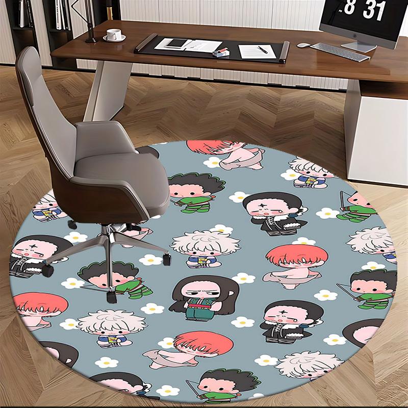 1pc Anime Cartoon Design Round Carpet - Office Chair Mat, Non-Slip Rug for Home Decor, Living Room, Bedroom