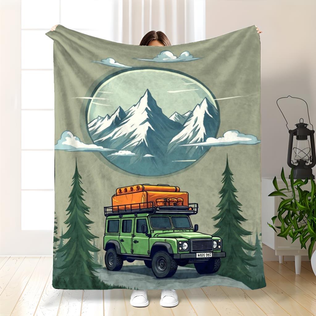 Mountain Explorer Design Pattern Flannel printed blanket suitable for all seasons suitable for living room office sofa travel