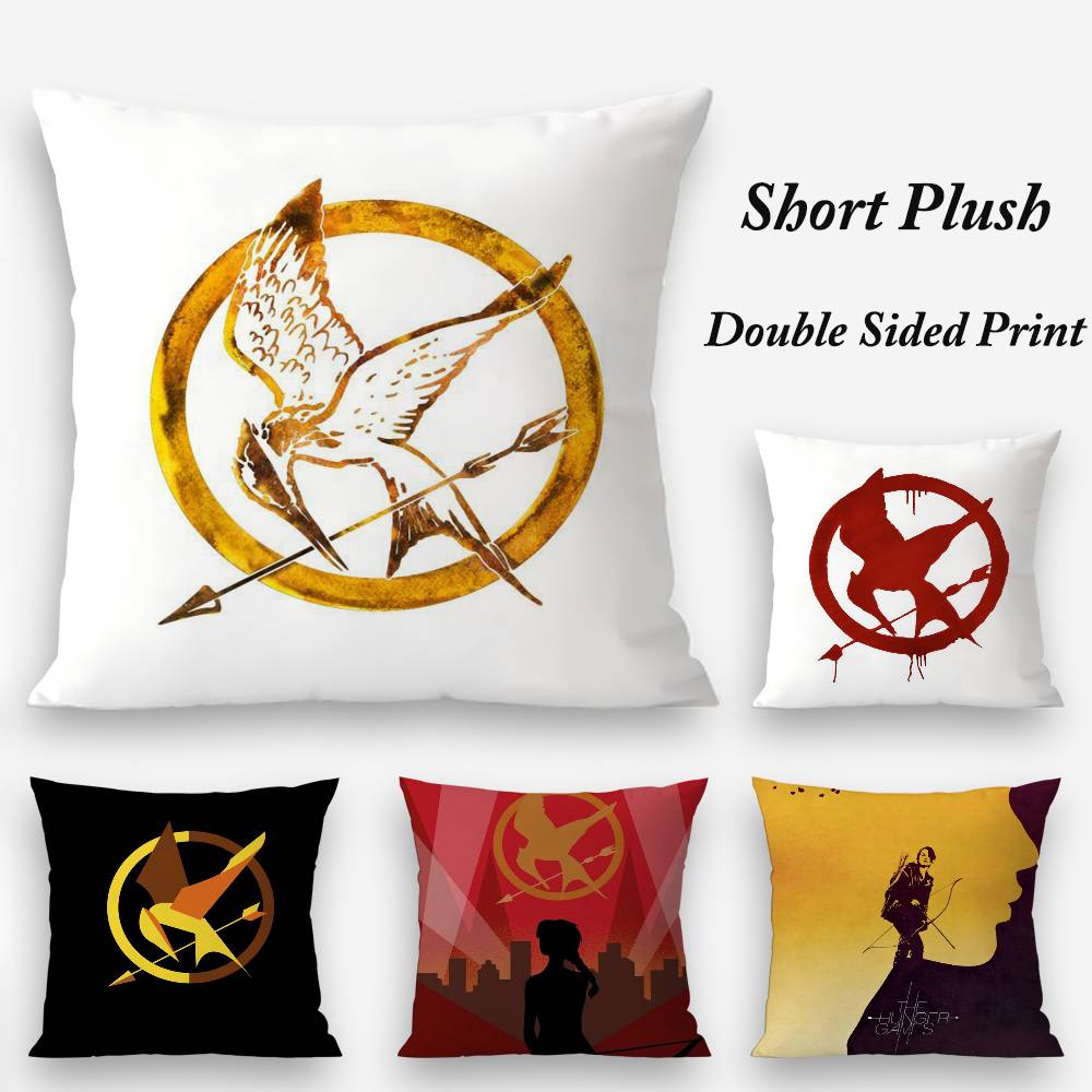 The H-Hunger Games Pillow Case Plush Fabric Soft Double Sided Print Sofa Cushion Cover Throw Pillow Covers