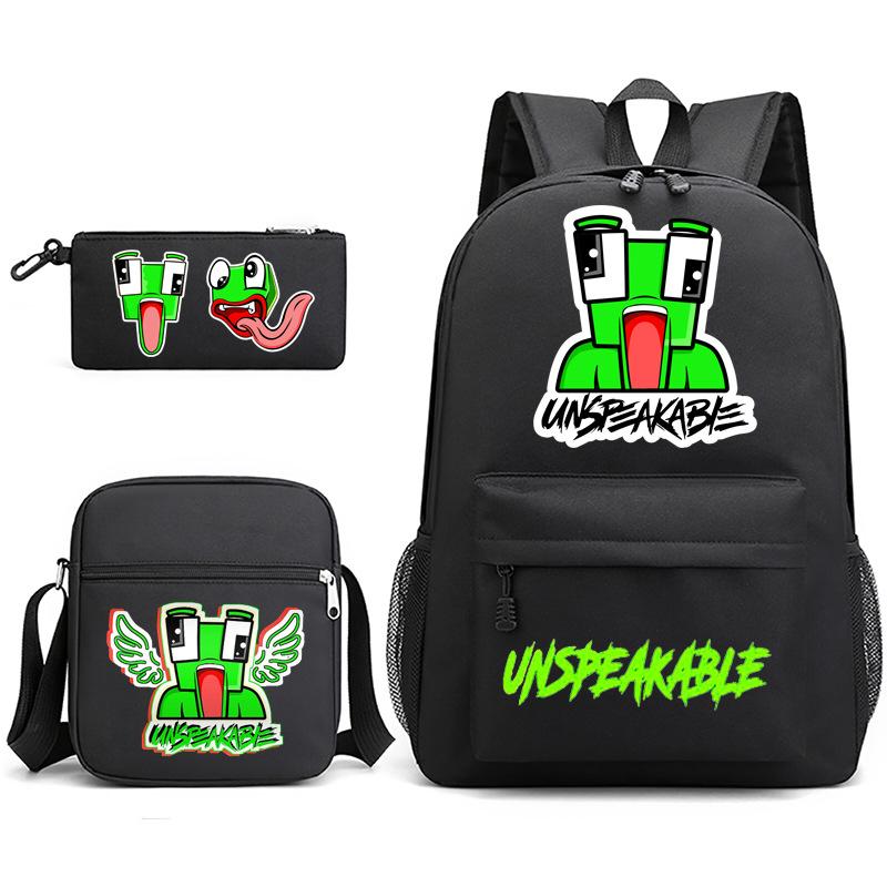 Zaino Inspeakable Set da 3 Pezzi, Zaino Studente di Grande Capacità con Borsa Pranzo e Astuccio, Resistente all'Acqua, Durevole