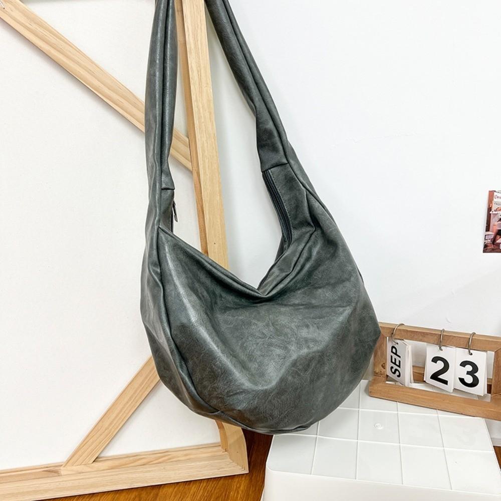 

Мужская сумка-пельмень большой вместимости, многофункциональная повседневная нагрудная сумка, плечевая сумка из ПУ кожи, унисекс серый