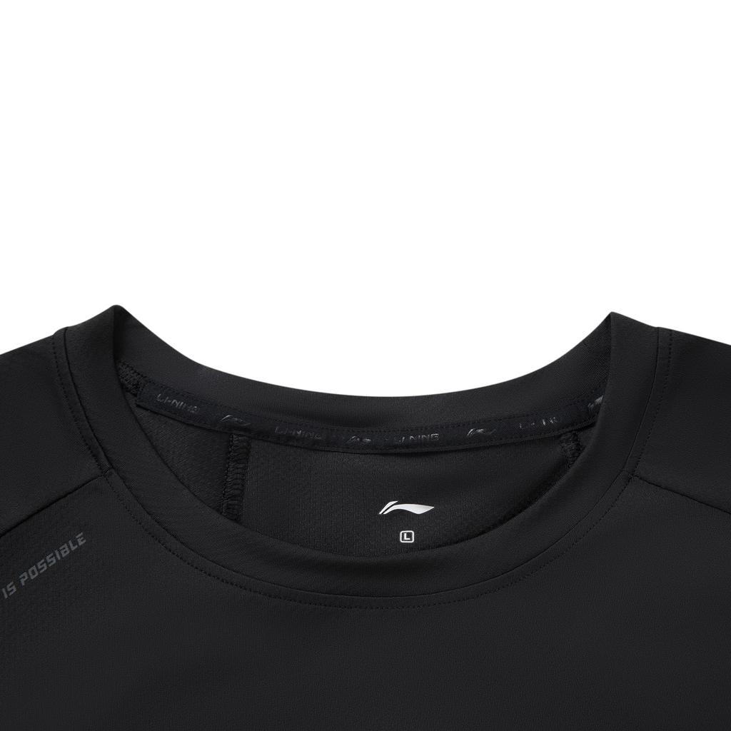 Li-Ning Round Neck Black Fitness Quick-Dry Comfortable Short Sleeve T-Shirt Men tops ATSV285-5