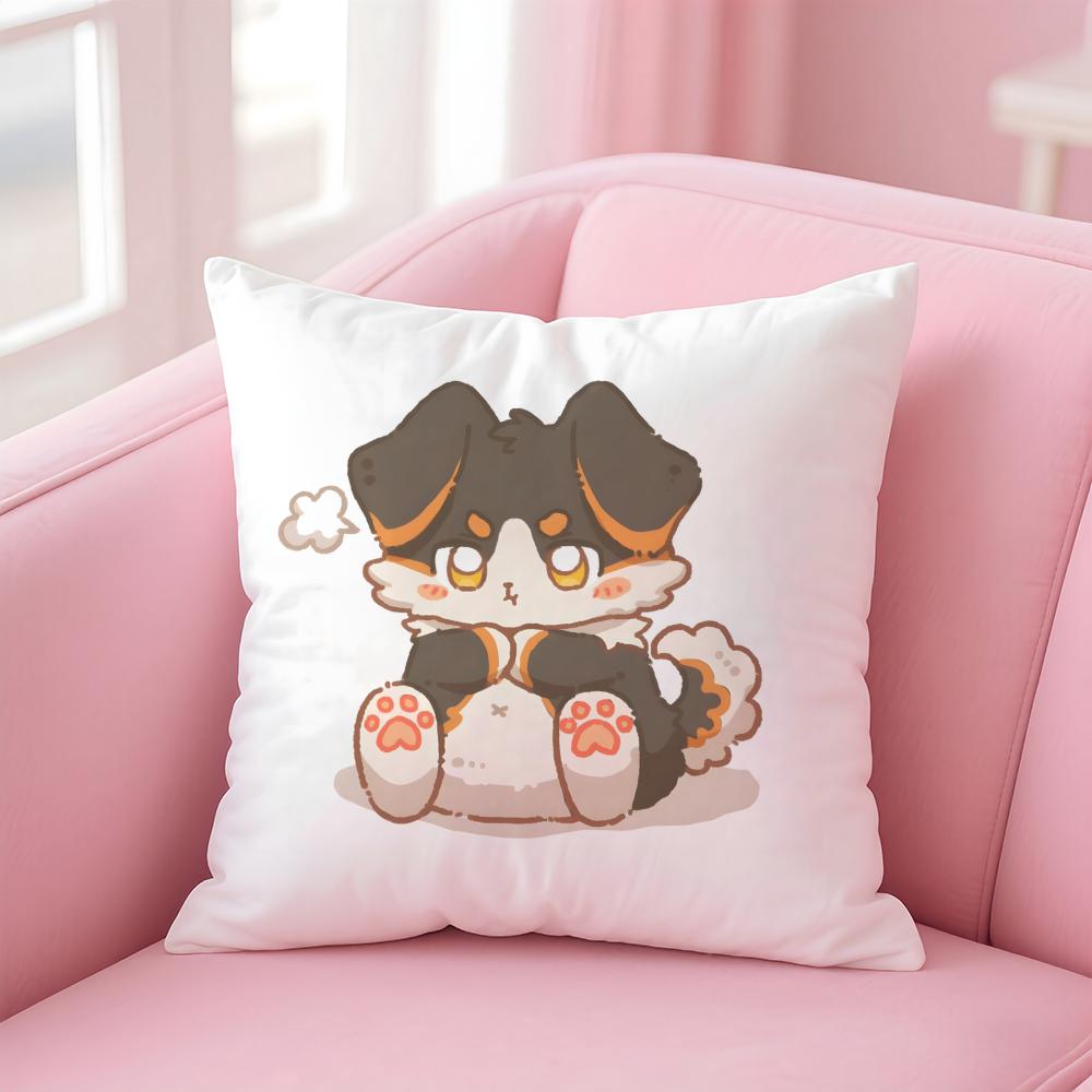 Cute Cure Animal Angry Art Cushion Cover Pillowcase Short Plush Invisible Zipper Room Sofa Cushion Cover