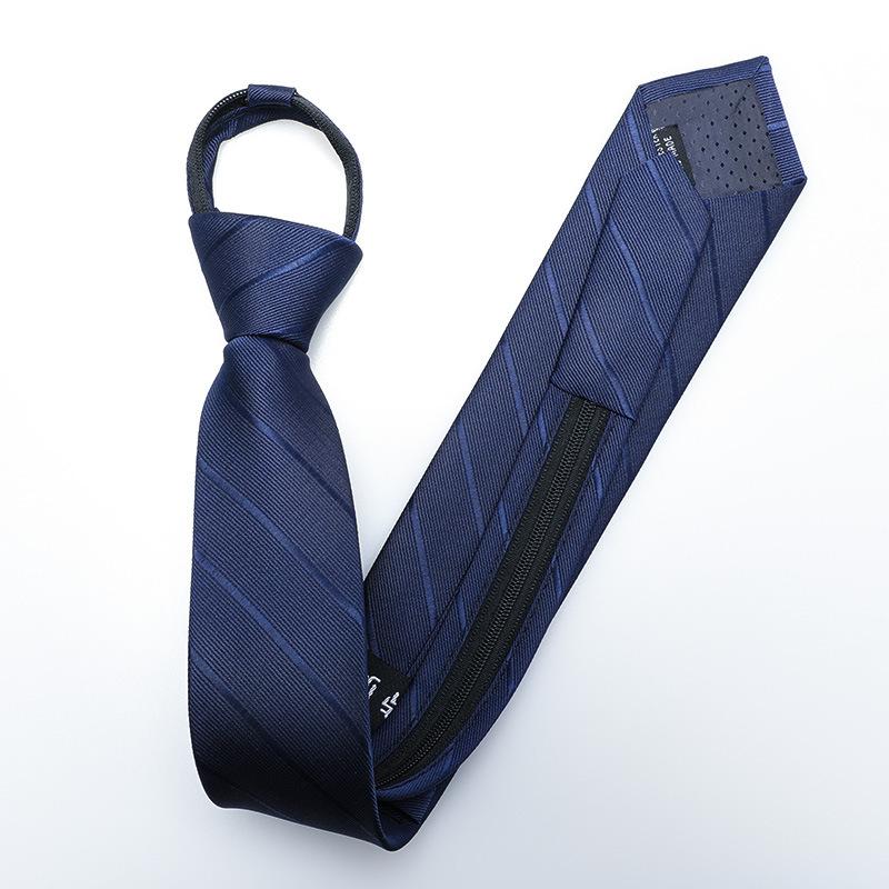 Men'S Formal Wedding Groom Dark Blue Pattern Hand Zipper Free 8Cm Blue Dark Strip Tie