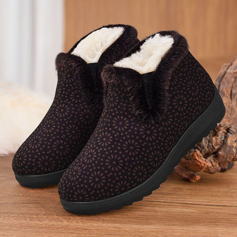 Thickened cloth shoes women's velvet warm lightweight real wool mother shoes non-slip and comfortable one-pedal large cotton shoes