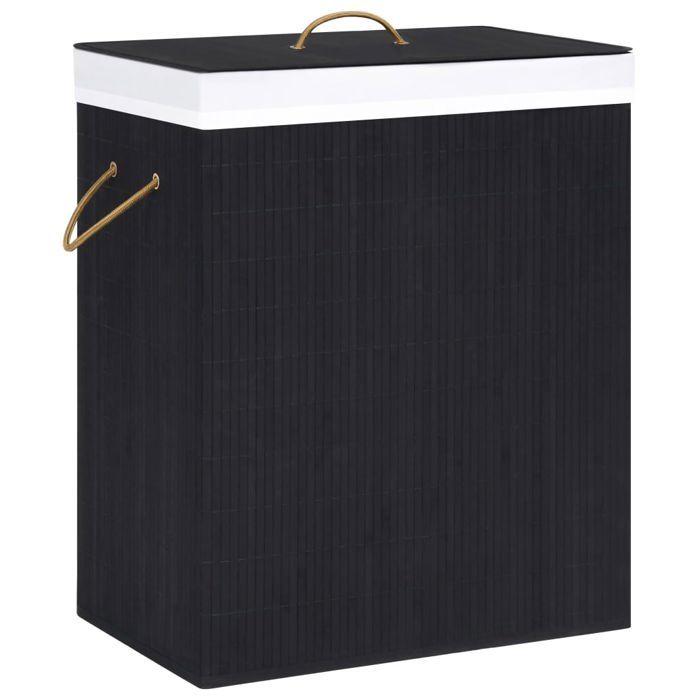 VidaXL Panier à linge avec 2 sections bambou noir 100 L 320746