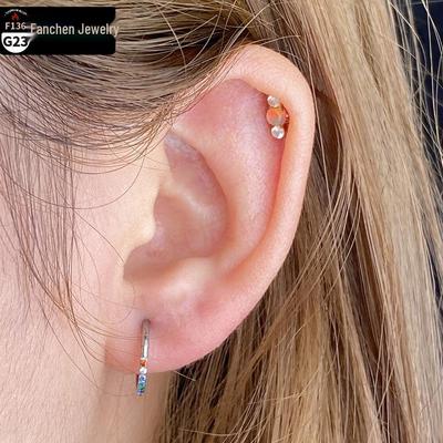 Náušnice z titanové slitiny F136 & Ear Cuff se zirkony Tvrzený kroužek do nosu a rtů G23 Piercing šperky