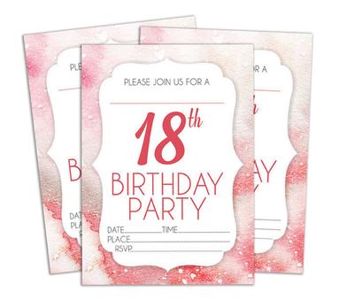 Darling Souvenir Tarjeta de invitación de cumpleaños blanca Imprimible Elegante Llenar o escribir en blanco Invitaciones de fiesta 28 piezas 5 x 7