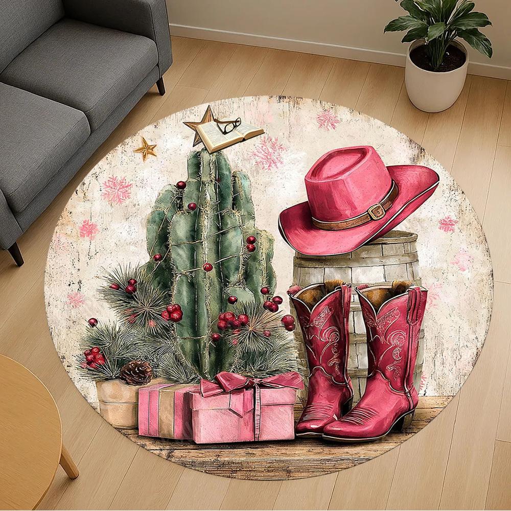 1PC cowgirl western Office Round Area Rug, Under Office Chairs Bedroom Living Room Home Decor,Carpet for Office, -1110213