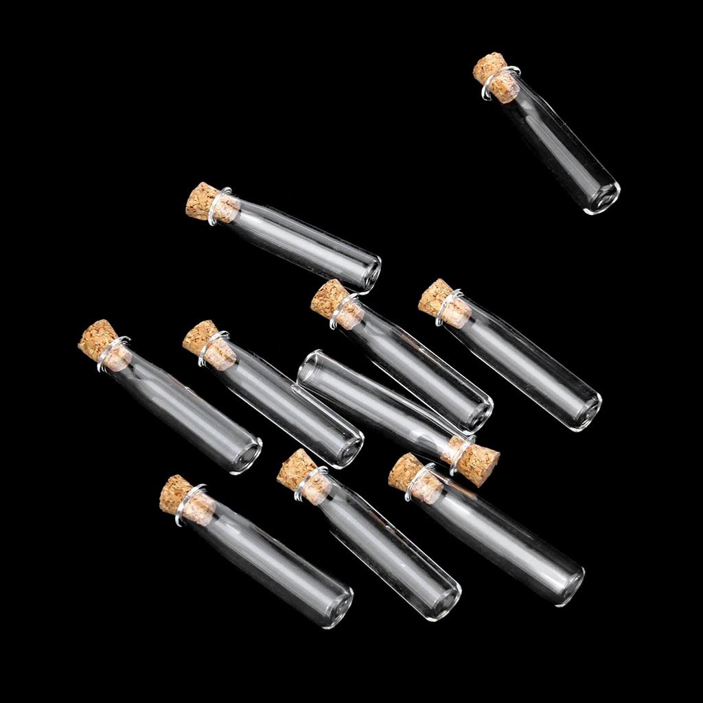 10pcs Glass Wish Bottle Clear Cylinder Mini Jar Diy Decoration For Potpourri Perfume Pendant Gift Glass Bottle With Cork