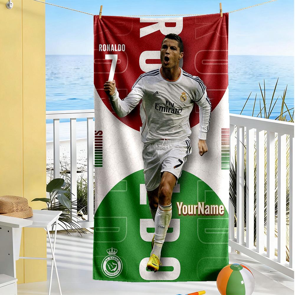 Cristiano Ronaldo Customize Your Name Beach Towel Super Soft Microfiber Quickdry Fabric Perfect for Traveling Yoga Camping and Swimming