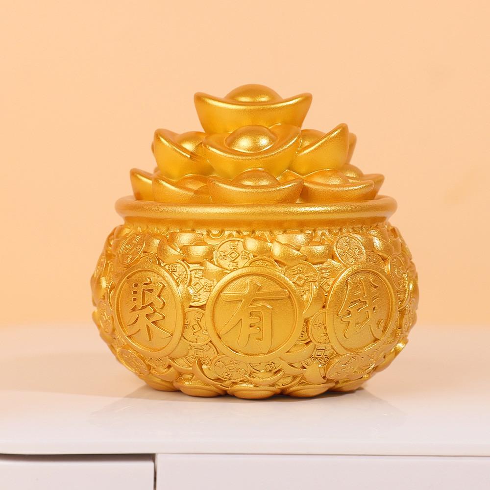 Style Resin Fortune Basin With Prosperity Coins For Office Or Home Decor Gift