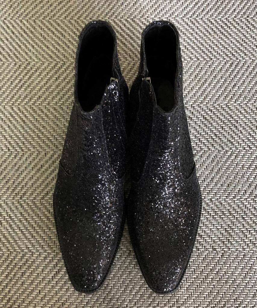 Joenshoe Glitter Side Zipper Boots Black