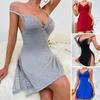 Women's Lace Trim Side Slit Cami Sleep Dress Sexy V Neck Chemise Nightgown