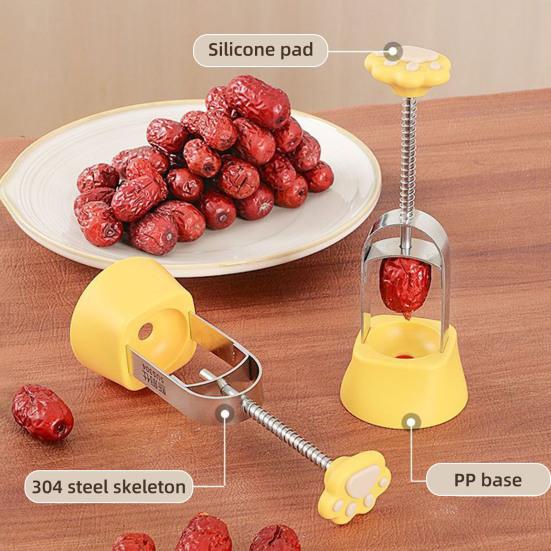 Odstraňovač pecek z červených datlí Nerezový lisovací nástroj na odpeckování datlí Opakovaně použitelný odstraňovač jader datlí pro kuchyni, pekárnu