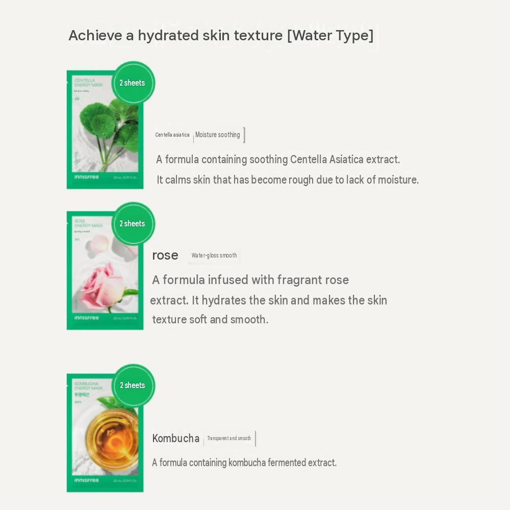 innisfree Energy Mask Special Set 20 Sheets [10 Types x 2pcs] Daily Hydrating & Soothing Facial Sheet Mask Pack