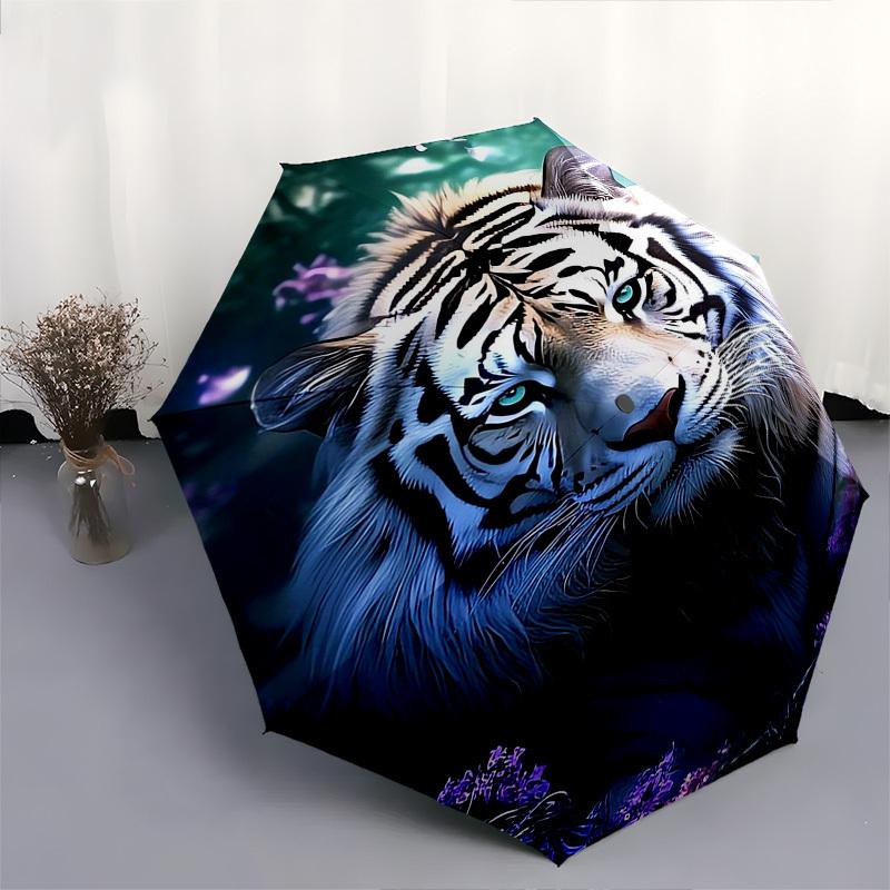 Tiger Fantasy- Automatic Umbrella, Four Seasons Portable Folding Umbrella, Suitable for Men and Women, Travel, Daily Compact Umbrella, Outdo