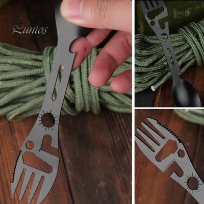 Multifunktionales Outdoor-Gabel- und Löffelgeschirr, leicht, einfach zu tragen, weit verbreitet, taktischer Allzwecklöffel, Flaschenöffner, Camping-Überlebenswerkzeug