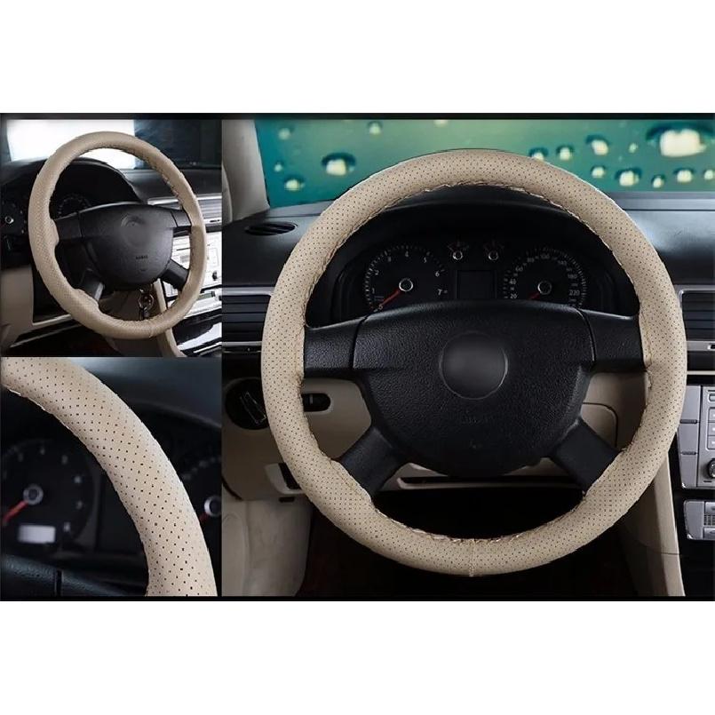 Durable Ventilate Car Steering Wheel Cover With Needles and Thread /summer Micro Fiber Leather Steering-Wheel Covers