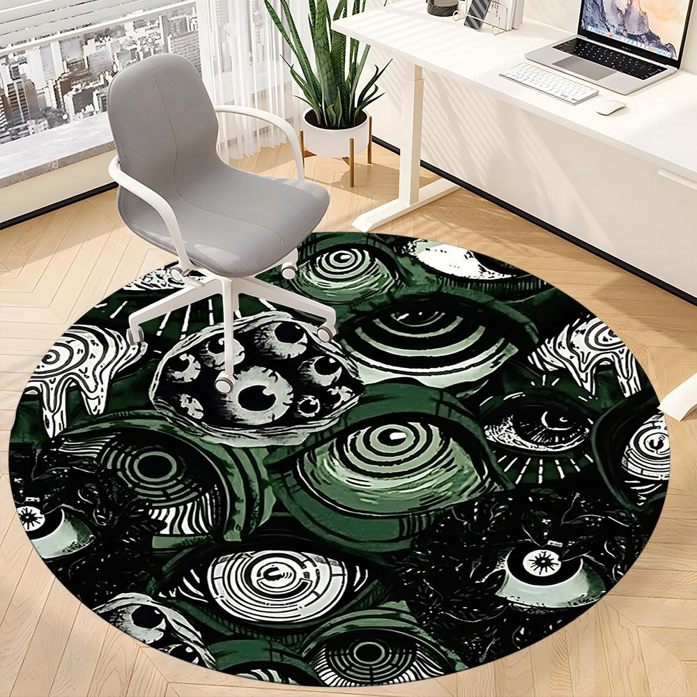 1pc Eyes Pattern Office Round Area Rug, Indoor Mat Suitable For Office, Under Office Chairs Bedroom Living Room Home Decor, Room Deco 112