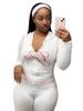 2026 Women Printed Hooded Long Sleeve Crop Top & Flare Pants Two Piece Set Slim Fit Thumb Hole Y2K Streetwear Tracksuit
