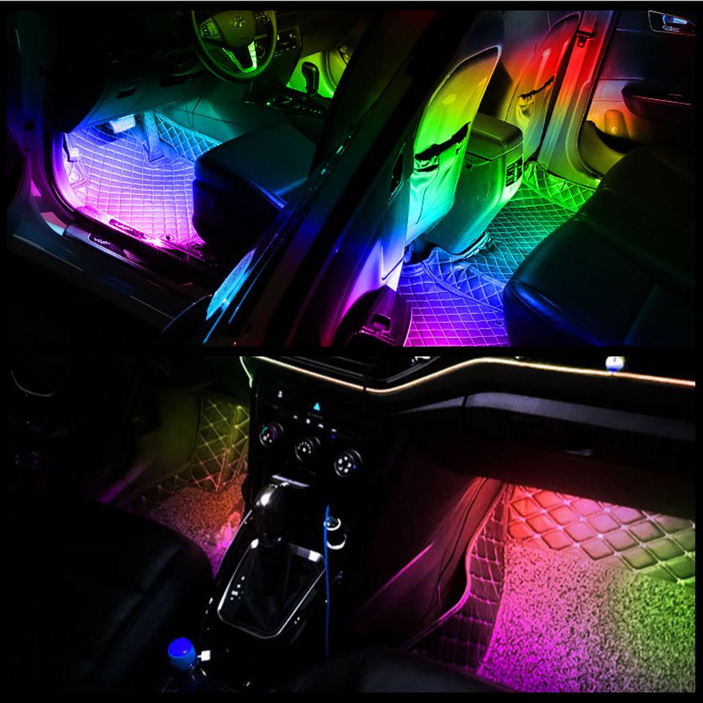 1 IN 4 Car Foot Lamp Symphony Car Interior Light Decorative Atmosphere Lights USB App Control Ambient Neon Light