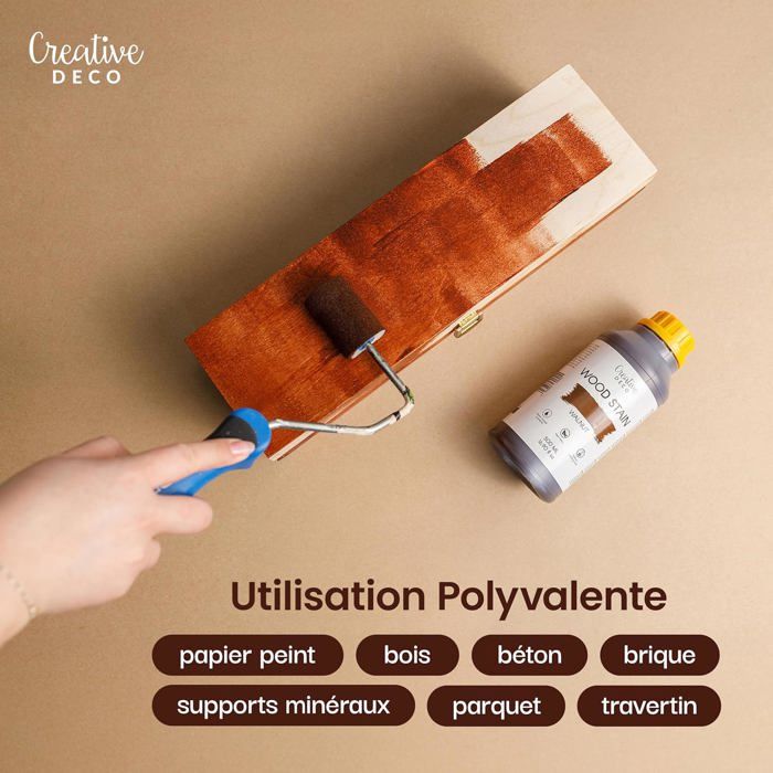 Teinture Bois - CREATIVE DECO - Brou de Noix - 500 ml - Résistante aux intempéries - À base d'eau