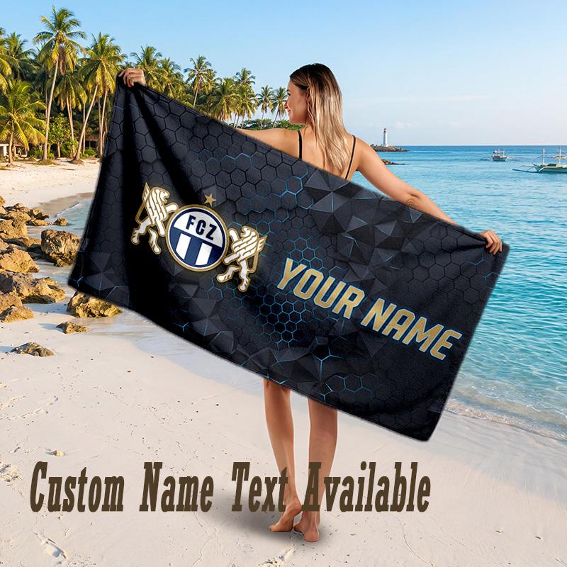 FC Zürich Design Beach Towel Custom Text Large Towel for Beach Vacation