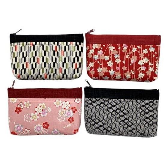 Kyouyuu Made Japan Cotton Pouch Women Cosmetic Small Item Holder Approximately 12193cm Pocket Portable Japanese Pattern Classic Fabric Plum White Pop