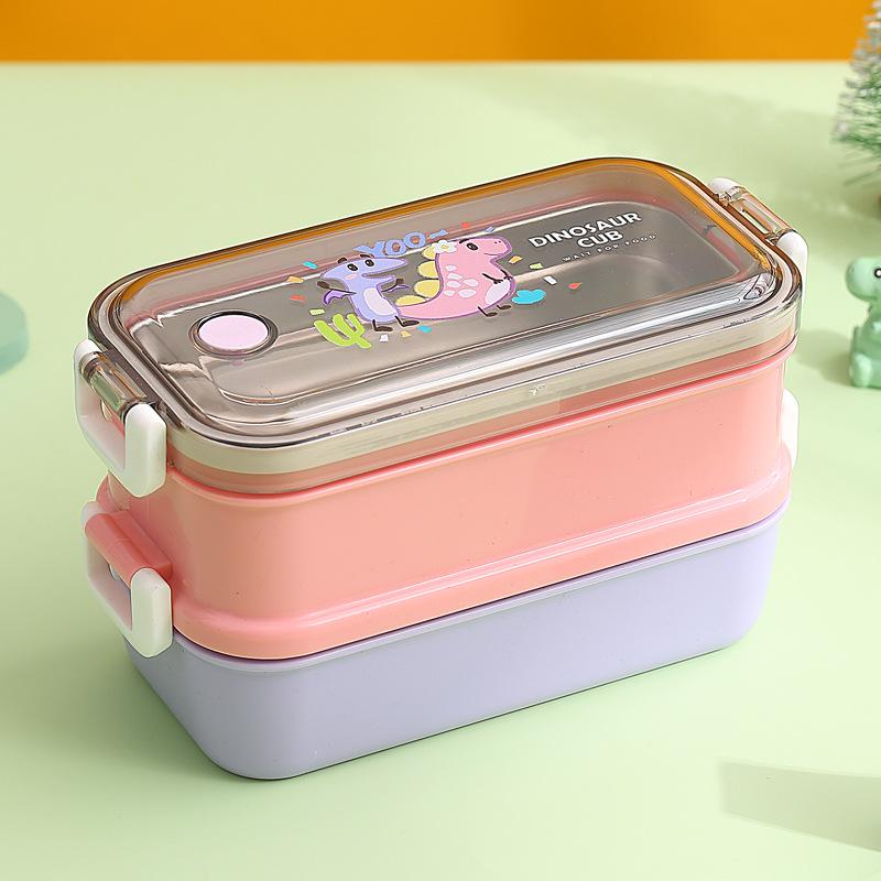 304 Stainless Steel Kids' Insulated Double-Layer Bento Lunch Box for Kindergarten or Students