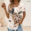 Women Plus Size Short Sleeve U Neck T Shirt Galactic Heart Planet Star Vibrant Purple Pink Cartoon Print Top