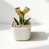 Mini Potted Glass Flower Decoration Miniature Tulip Flower Planter Pot Figurine Statue Home Office Bookshelf Desktop Ornament
