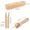 4PCSSolid wood fabric pressing wheel, sewing bone pen, patchwork tool set, household sewing seam roller, fabric pushing wheel