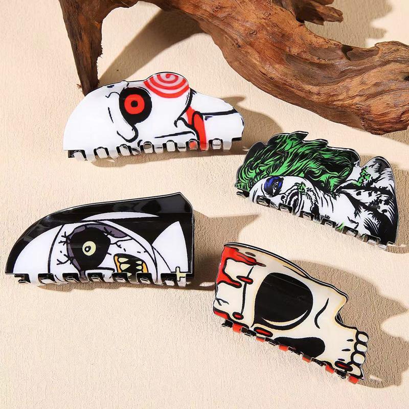 1PC Halloween Large Clown Hair Claw Clip, Cartoon Design, Trendy Non Slip Hair Grab Clip For Women Wear